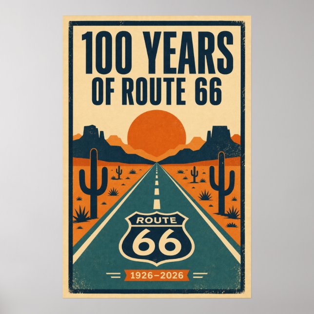 100 år av Route 66 Centennial Litho Poster (Framsidan)