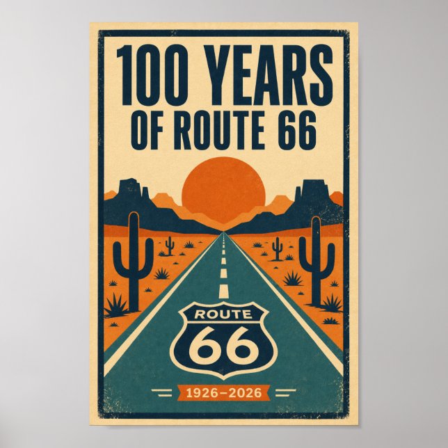 100 år av Route 66 Centennial Litho Poster (Framsidan)