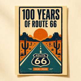 100 år av Route 66 Centennial Vintage Americana Vykort