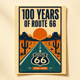100 år av Route 66 Centennial Vintage Americana Vykort