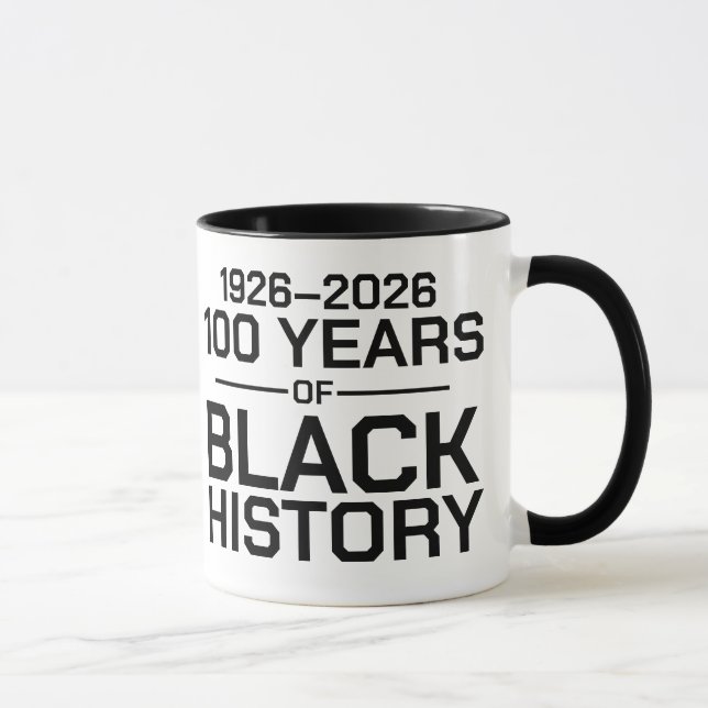 100 år av svart historisk typografi mugg (Höger)