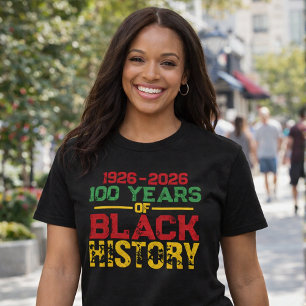 100 år av svart historisk typografi t shirt