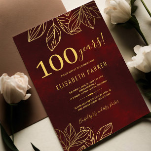 100 år elegant klassisk 100-årsfest inbjudningar