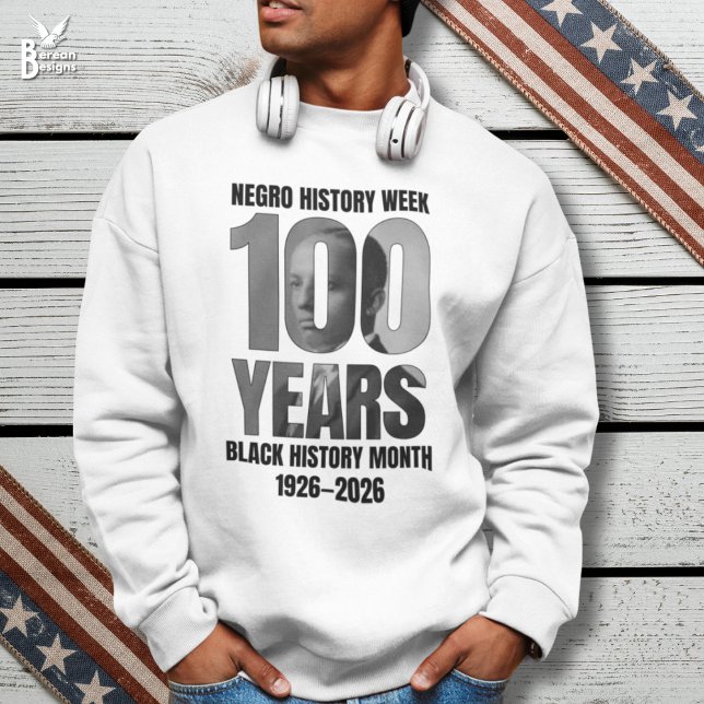 100 år Negro History Week Black HIstory Month Lång Ärmad Tröja (Stylish BLACK HISTORY MONTH Centenary sweatshirt with image of Dr Carter Woodson for #BHM100)