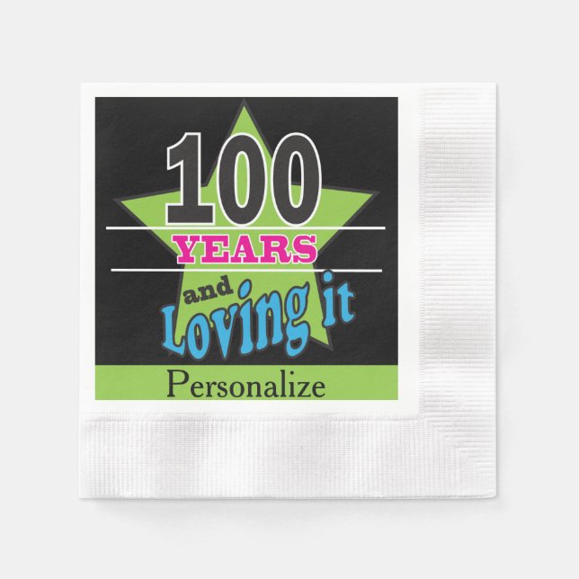 100 år och äldre | 100:e födelsedagen pappersservett (Framsidan)