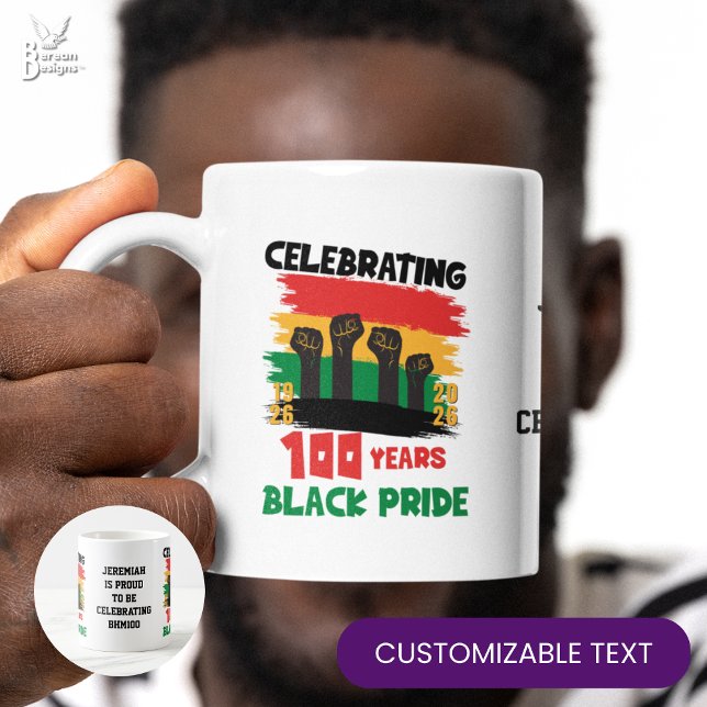 100 år Souvenir Centennial Black History Month Kaffemugg (Colorful BLACK HISTORY MONTH CENTENNIAL souvenir mug celebrating 100 years of Black pride/exellence)