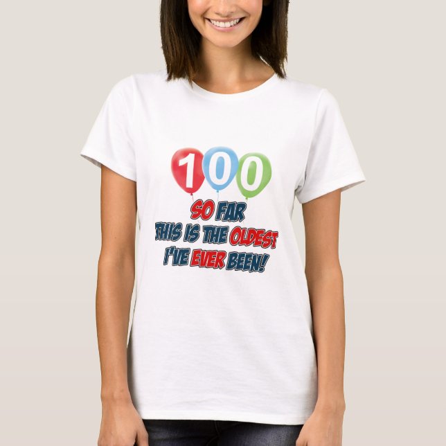 100. åriga födelsedagdesign tee shirt (Framsida)