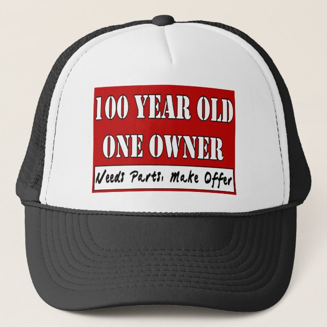 100 årigt, en ägare - behovsdelar, gör erbjudande truckerkeps (Framsida)
