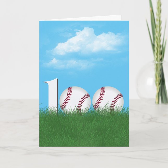 100-års baseball i grönt gräs kort (Framsida)