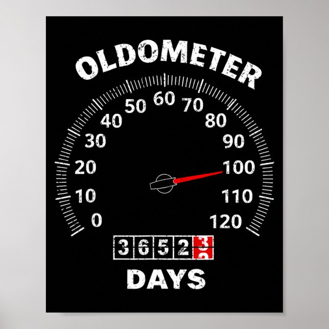 100-års födelsedag oldometer noll till 100 år bil poster (Framsidan)