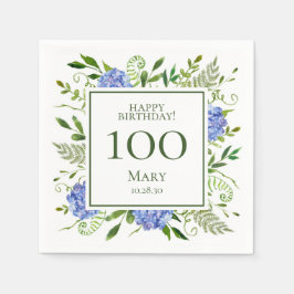100-års födelsedags Blå Hydrangeor Pappersservett