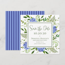 100-års födelsedags Blå Hydrangeor Spara Datumet