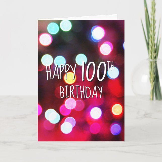 100-års födelsedags neonfestsbelysning kort (Framsida)