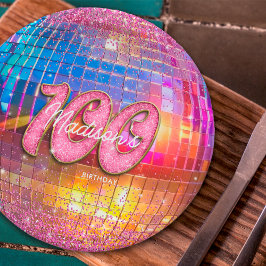 100-års Födelsedagsfest Guld Rosa Glitter Diskokul