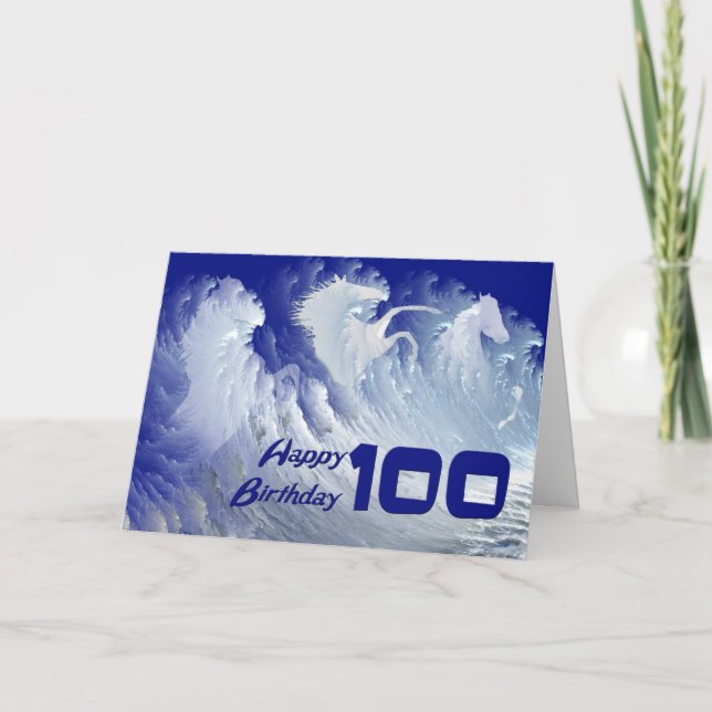 100 års födelsedagskort med vild vita surfor kort (Framsida)