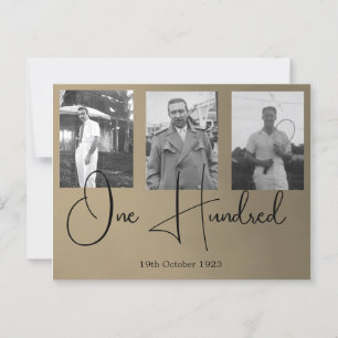 100-års manlig födelsedagsfoto inbjudan