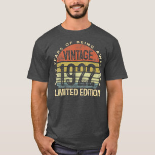 100 års Vintage för gamla gåvor 1922 Begränsad utg T Shirt