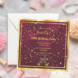 100-årsbubblor i guld inbjudningar