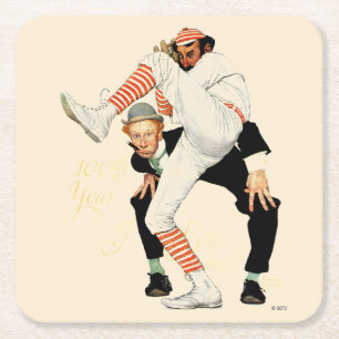 100. Årsdag av baseball Underlägg Papper Kvadrat