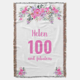 100-årsdag rosa blommigt filt