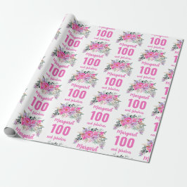 100-årsdag rosa blommigt presentpapper