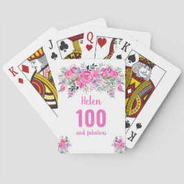 100-årsdagars blommigt för rosa casinokort
