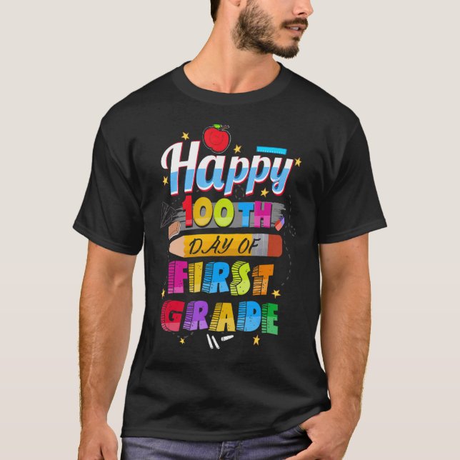 100-årsdagen för första Klass-Lycklig 100 D T Shirt (Framsida)