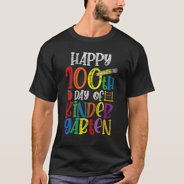 100-årsdagen för Kinder Garten 100 dagar i Lycklig T Shirt (Framsida)