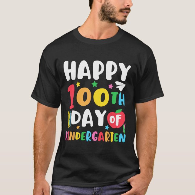 100-årsdagen för Kindergarten Lärare Kids 100 D T Shirt (Framsida)