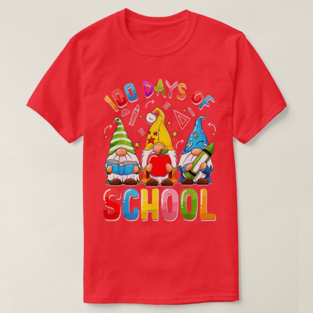 100-årsdagen för skolan Lycklig tre Gnomes Virtuel T Shirt (Design framsida)