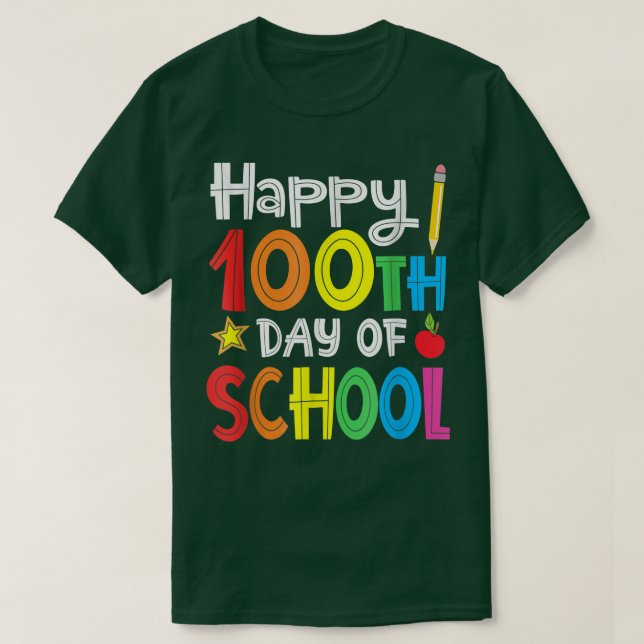 100-årsdagen för skollärare - barn Lycklig 100 T Shirt (Design framsida)