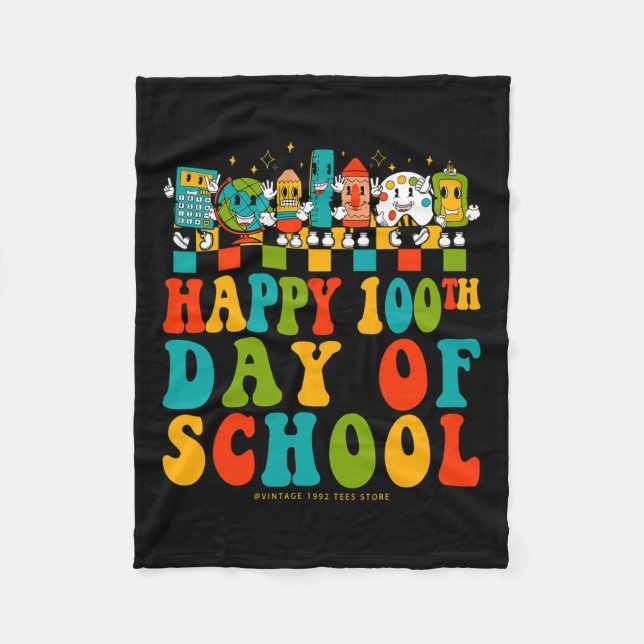 100-årsdagen för skolläraren Student Kids Groovy H Fleecefilt (Framsidan)