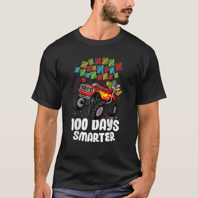 100-årsdagen för skolmonster Lastbil 100 smartare T Shirt (Framsida)