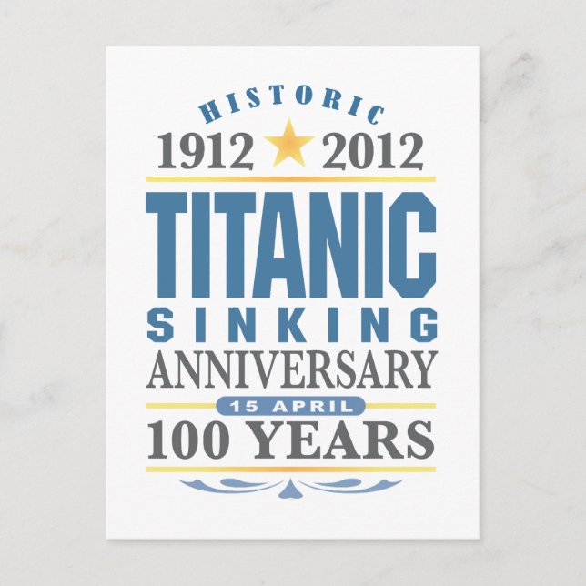100-årsdagen för Titanics sjunkande Vykort (Framsida)