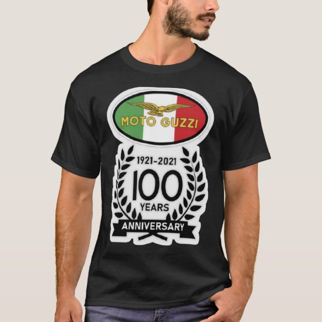 100-årsdagen Moto Guzzi Logotyp Merch och A T Shirt (Framsida)