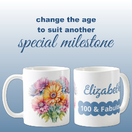 100-årsdagen namn gerbera Blå blommor Kaffemugg