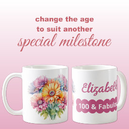 100-årsdagen namn gerbera-rosan kaffemugg