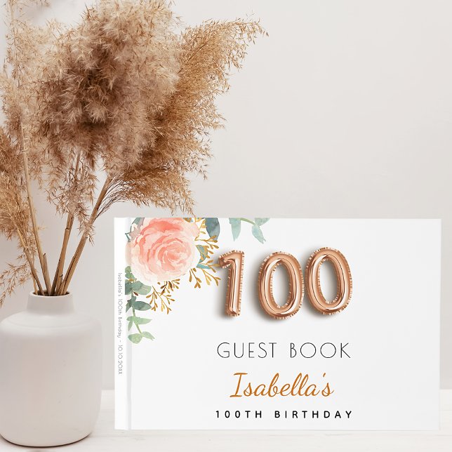100-årsdagen ro guld eucalyptus elegant gästböcker (Skapare uppladdad)