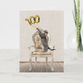 100-årsdagsballonger och randig katt kort