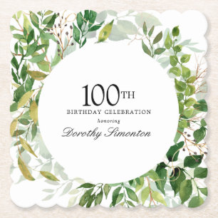 100-årsfest Modern grön botanisk Underlägg Papper