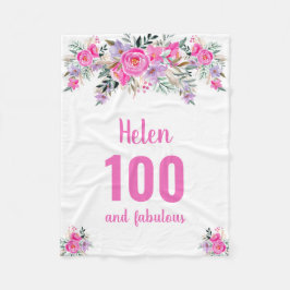100-årsfilt för rosa blommigt fleecefilt