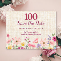 100-årsfirande Elegant Blommig Linne Spara Datum