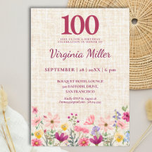 100-årsfirande Elegant Rosa Vildblomma Linnefest