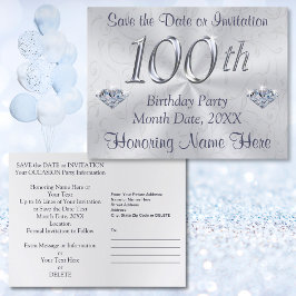 100-årsfirande-inbjudningar eller Spara datumet Meddelande Vykort