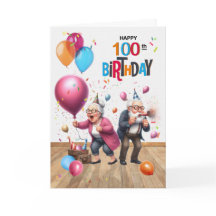 100-årsfirande rolig gammal man och kvinna ballong
