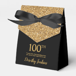 100-årsfirande Svart Guld Glitter Tack Presentaskar