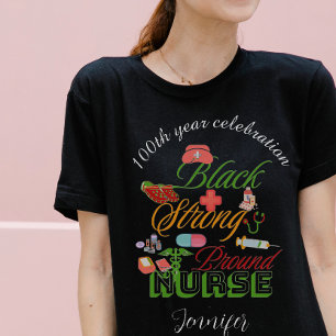 100-årsfirande svart historia sjuksköterska t shirt