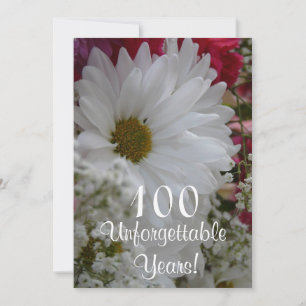 100-årsfirande/Vit Daisy-bukett Inbjudningar