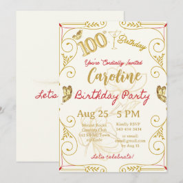 100-årsjubileum Elegant Inbjudningar