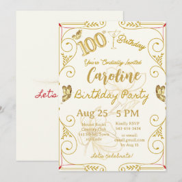 100-årsjubileum Elegant Inbjudningar